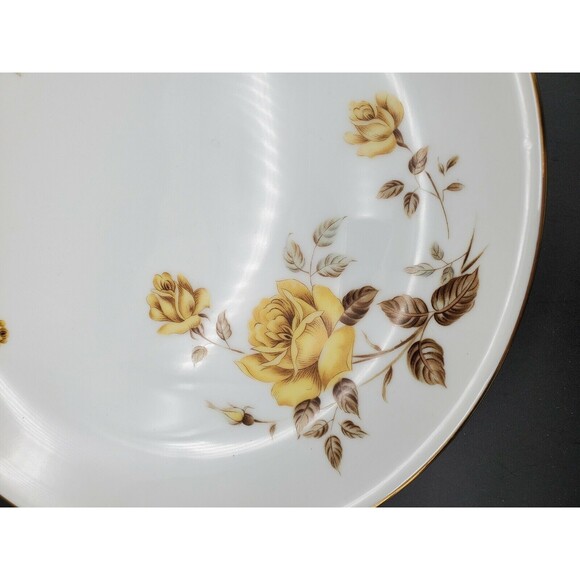 Vintage Hiroko Japan China 10" Plate with Yellow Roses & Gold Trim - Picture 6 of 12